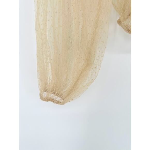 Windsor Sheer Mesh Button Top Cream Long Sleeve Romantic Fairy XS Silk Blend - Picture 3 of 9